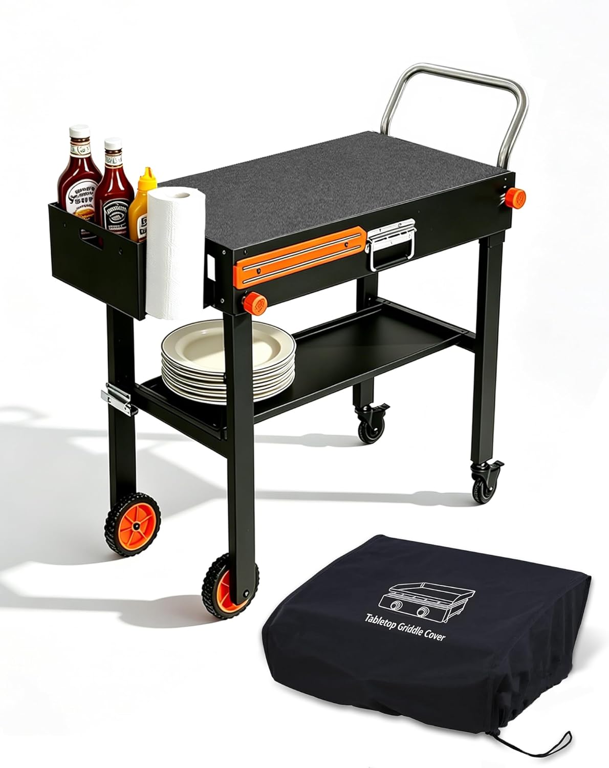 Blackstone Table for 17' or 22' Griddle, Heavy Duty 450 LBS Outdoor Grill Table, Foldable Portable Grill Cart, 20s Quick Setup, Anti-Wobble, Ideal for Backyard, Camping, Tailgating, with Cover