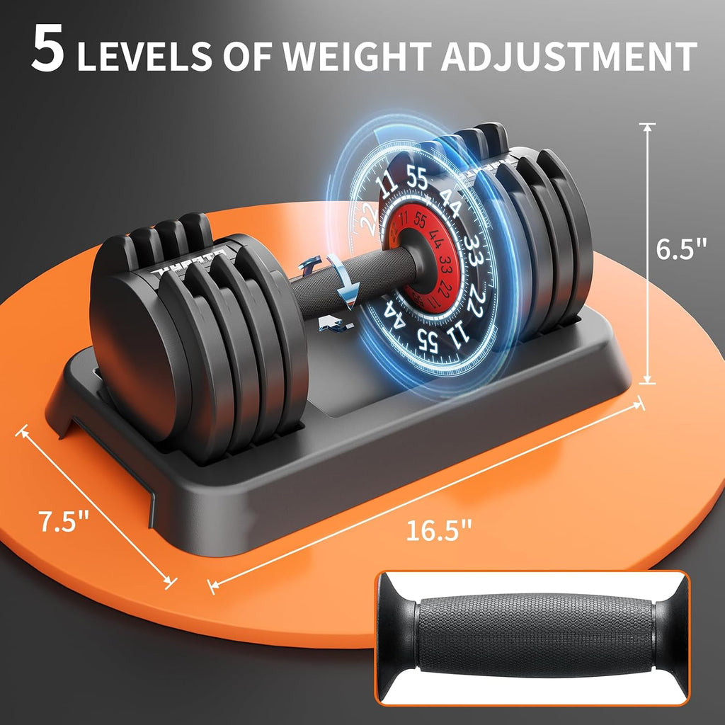 25/55 lbs Pair Adjustable Dumbbell, Fast Adjust Dumbbell Weight for Exercises Pair Dumbbells for Men and Women in Home Gym Workout Equipment