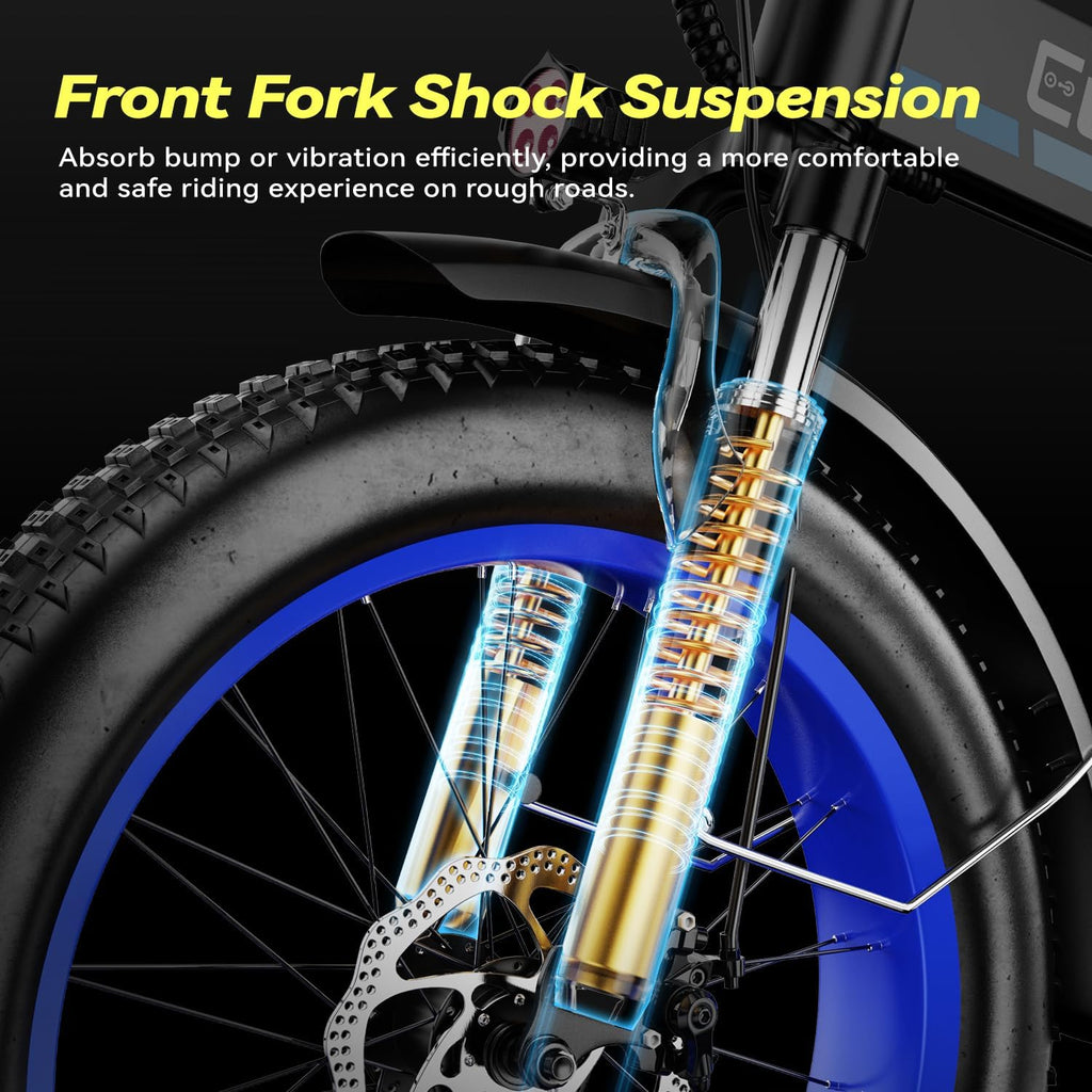 Foldable Electric Bike for Adults, 48V 20Ah Removable Lithium Battery up to 80Miles, 20' Fat Tire 1000W Peak Motor Dirt Ebike Adult Electric Bicycle for Commute Beach Mountain E Bike