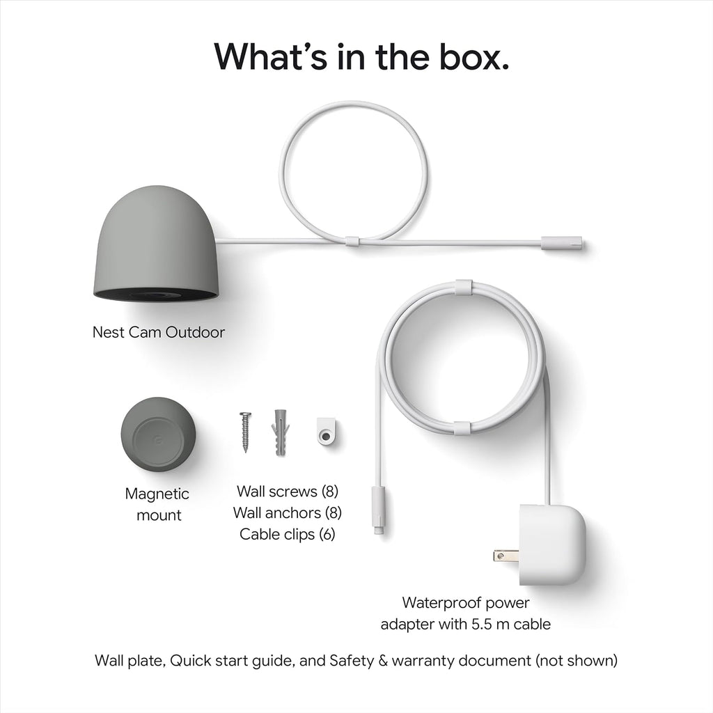 Google Nest Cam Outdoor (Wired, 2nd Gen) - Security Camera with 2K Video and Gemini, Night Vision, 2-Way Audio - Works with Google Home - 2025 Model - Hazel