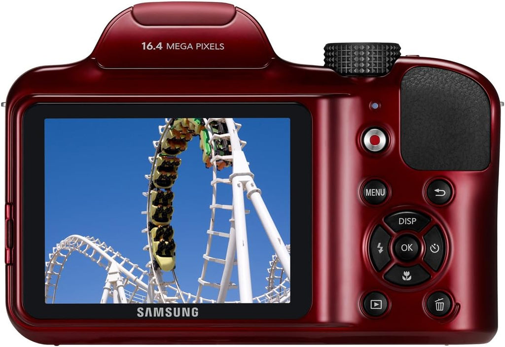 Samsung WB1100F 16.2MP CCD Smart WiFi & NFC Digital Camera with 35x Optical Zoom, 3.0' LCD and 720p HD Video (Red)