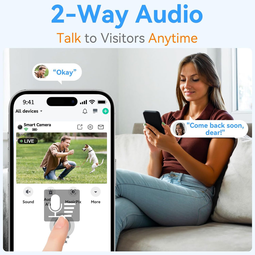 Thybro Magnetic Security Camera Wireless - 4Pack AI Motion Detection, 2K HD Video, Battery Powered, Ease of Setup, 2-Way Audio,IR Color Night Vision, Waterproof, Outdoor & Indoor Surveillance