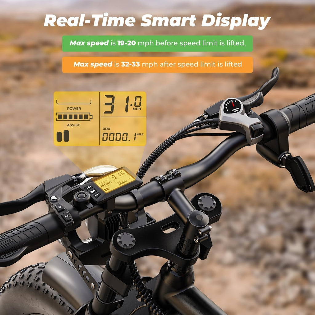 Ebikes for Adults | 1500W | 33MPH | 40/75 Miles | 48V 15.6AH Removable Battery | 7-Speed | 3 Modes | Full Suspension | Dual Disc Brake | 20'' All-Terrain Fat Tires | UL 2849 Certified Electric Bike