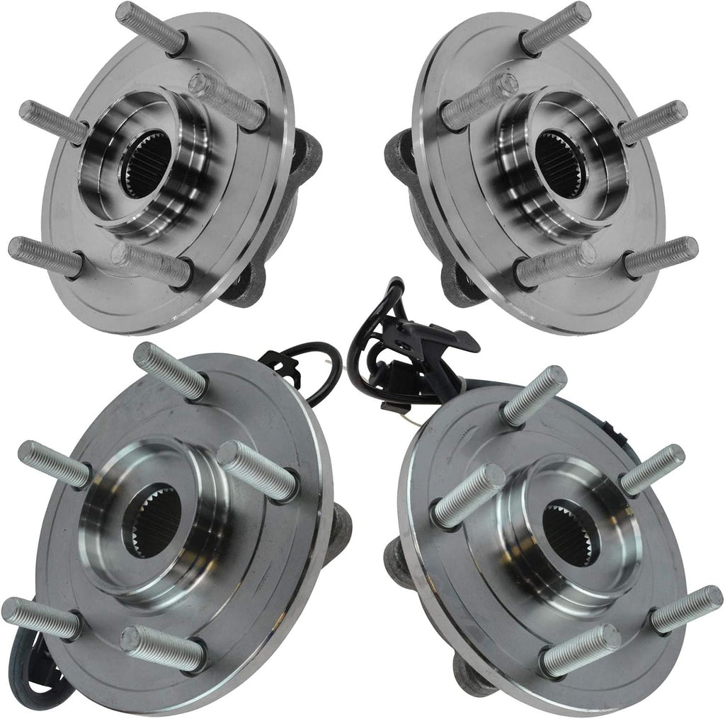 TRQ Front and Rear Wheel Bearing and Hub Assembly Set 4 Piece Compatible with 2009-2020 Dodge Journey
