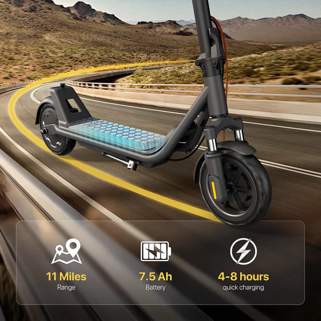 MEGAWHEELS Electric Scooter for Adults with Suspension, 8.5/10in Vacuum Tires, 14/19/28/31Miles, 15MPH Max Speed, Turn Lights, Foldable Electric Scooter for Commuter