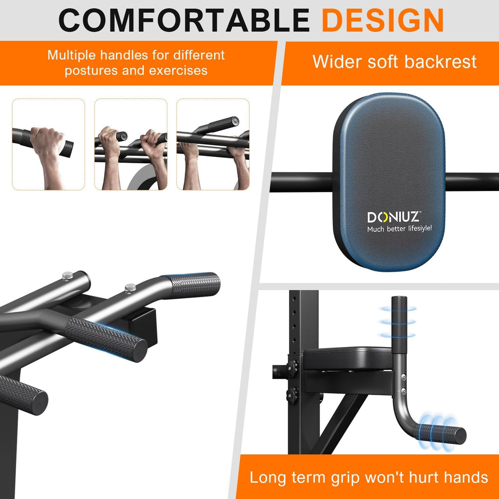 DONIUZ Power Tower Pull Up Bar and Dip Station, Multi-Function Home Gym, Strength Training Fitness Equipment, Height Adjustable