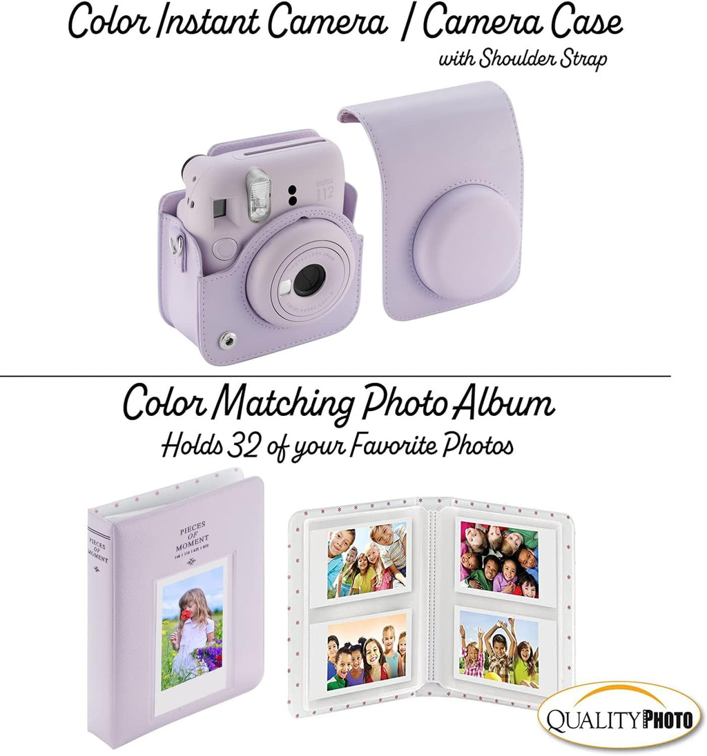 Fujifilm Instax Mini 12 Instant Camera + 60 Photo Prints + Accessories, Lilac Purple