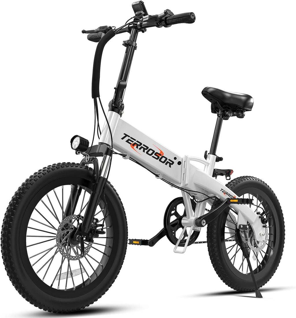 20' Foldable Electric Bike for Adults, Fat Tire Folding Ebike with Aluminum Alloy Frame, 720W Peak Motor, 25MPH, 375Wh Removable Battery, 50 Miles, 5-Level Pedal Assist, Commuter Electric Bicycle
