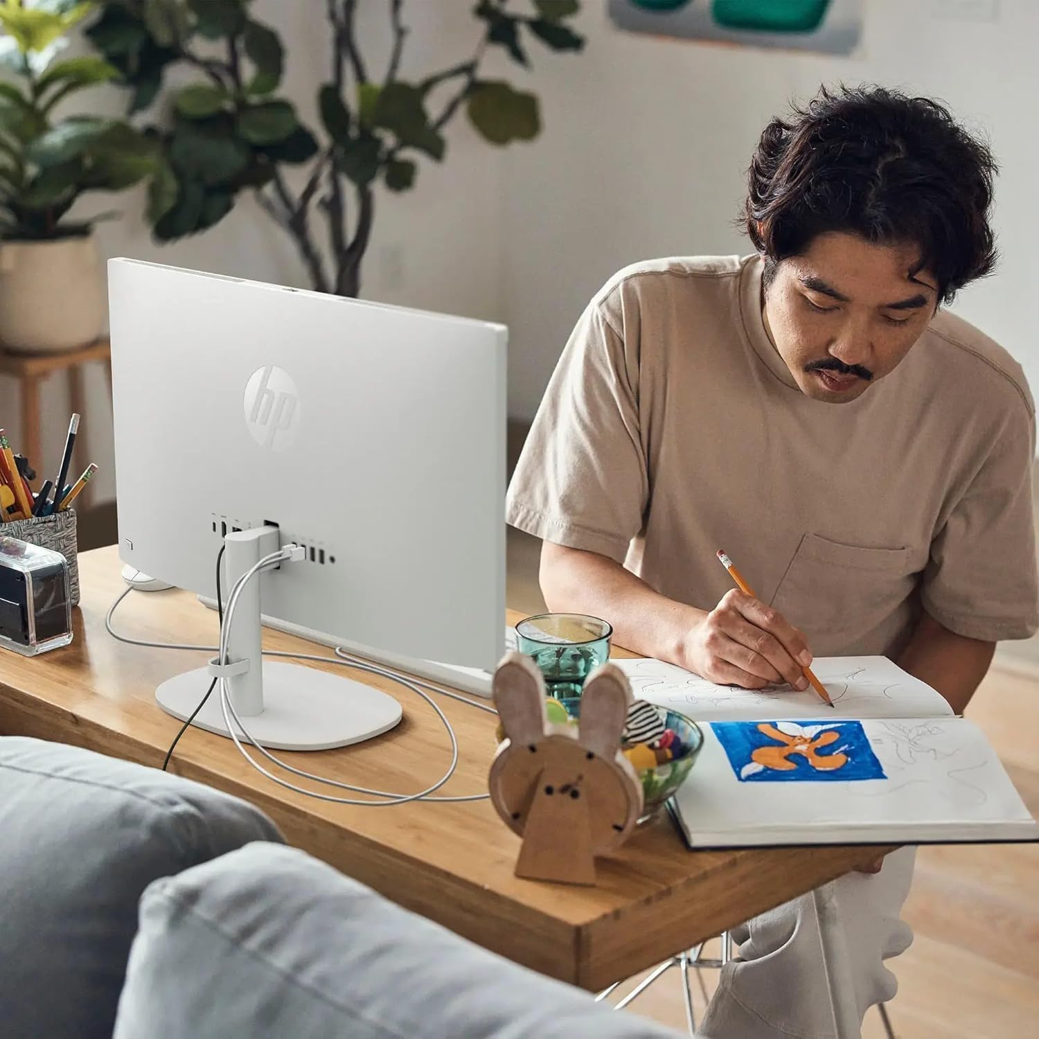 HP 22' FHD All-in-One Desktop Computer | Intel Dual-Core CPU | 16GB DDR4 RAM, 512GB PCIe SSD | WiFi 6, Bluetooth 5.3, RJ45 | Anti-Glare | Intel UHD Graphics | USB-C 5Gbps Port | Wired KB & Mouse