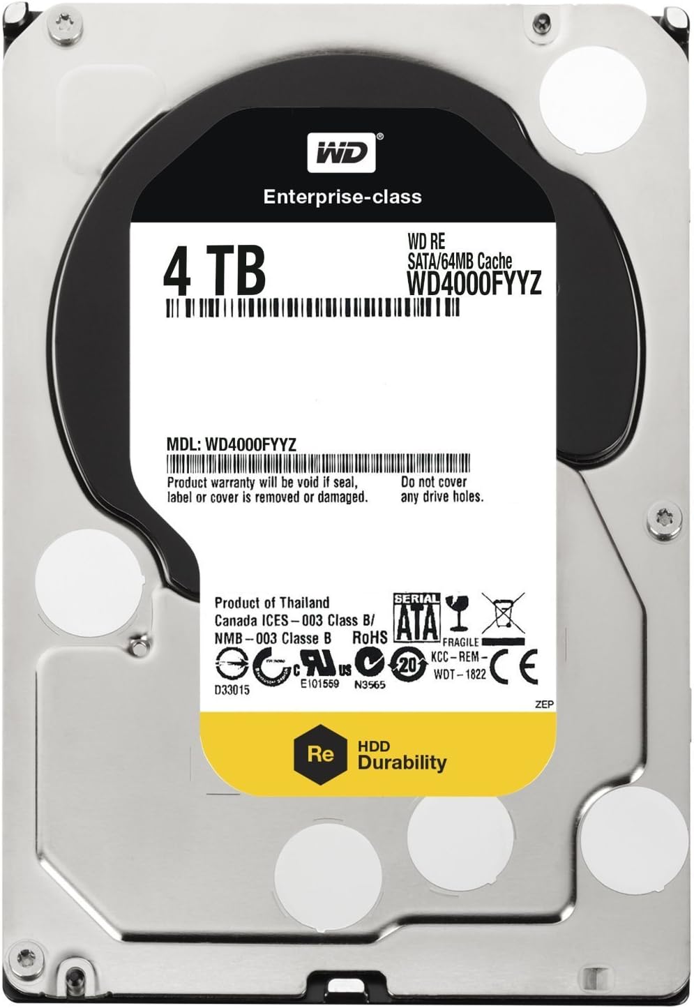 Western Digital 4TB 3.5 Inch SATA III, 7200 RPM, 64 MB Cache Enterprise Hard Drive (Western Digital4000FYYZ)