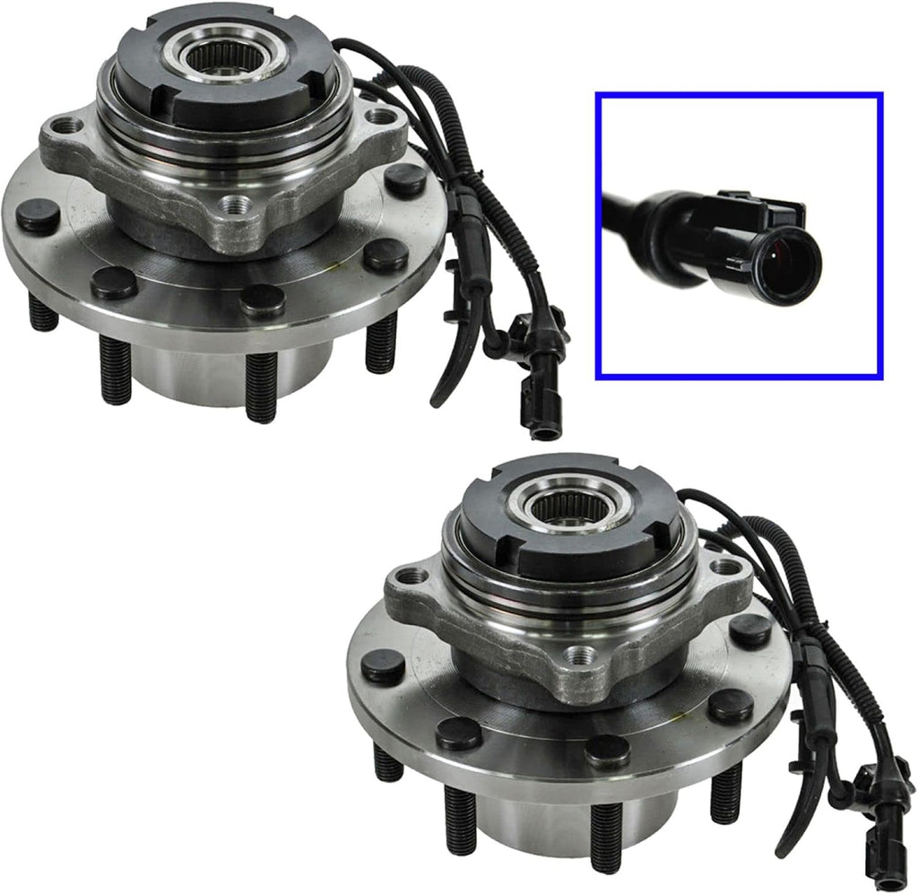 TRQ 2 Piece Front Rear Wheel Bearing & Hub Assembly Set Compatible with 1999-2004 Ford F-350 Super Duty F-450 Super Duty F-550 Super Duty