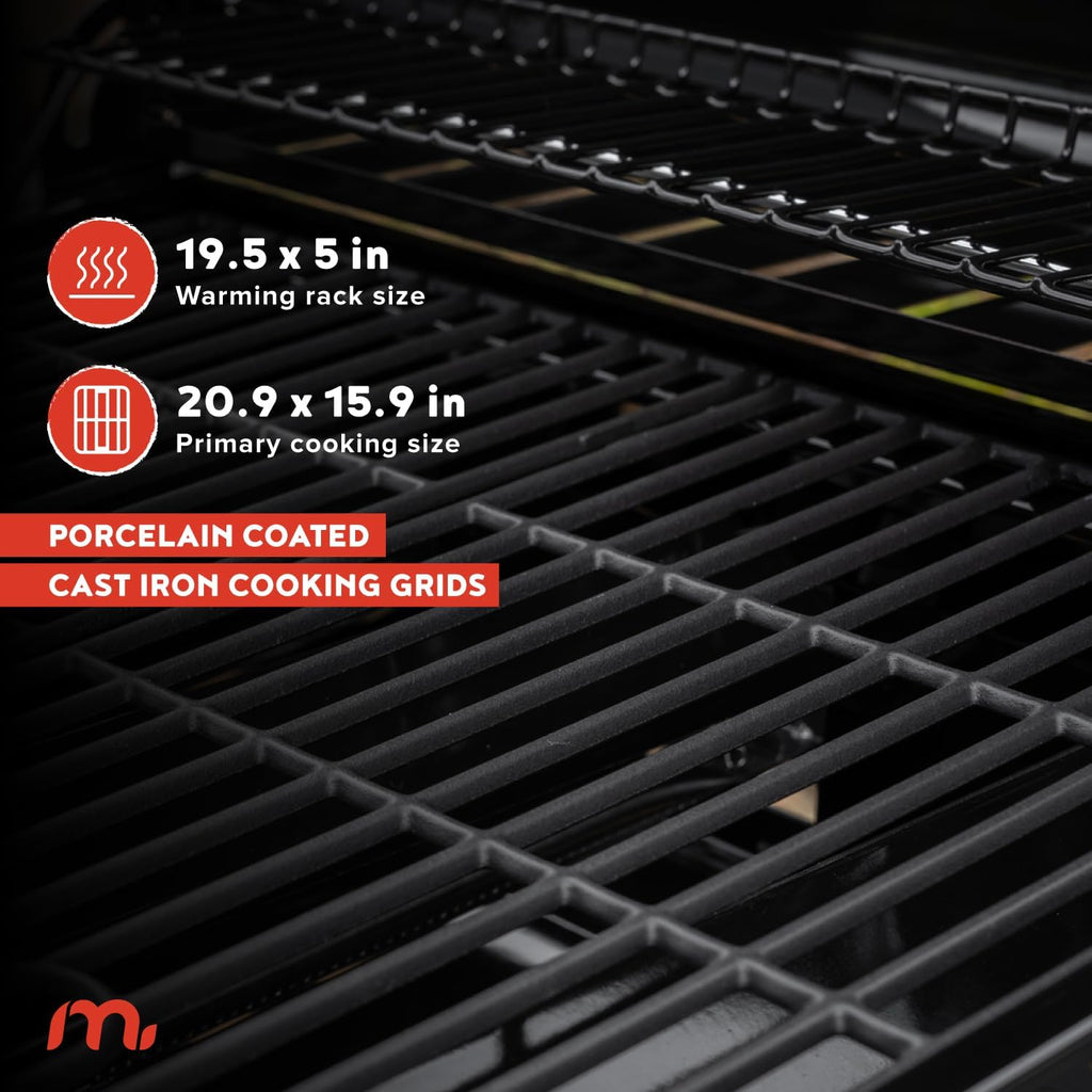 Megamaster 4-Burner Propane Gas Grill with Side Tables, 44,000BTUs, 566.92 SQ. In. Cooking Space, 2 Wheel Transport, Outdoor Kitchen Grill for BBQs, Backyards, Tailgating, and More - 720-1093B