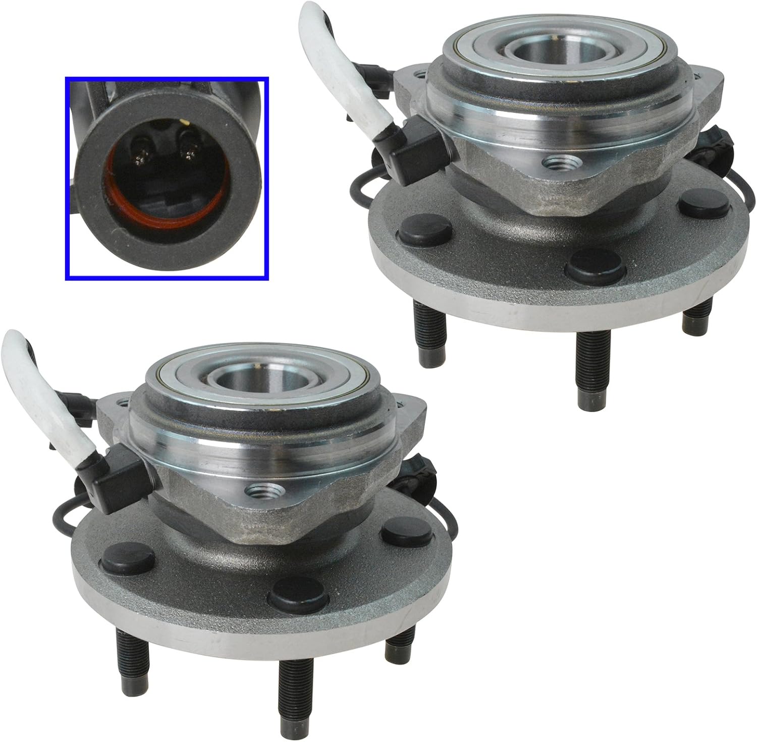 TRQ Front Left and Right Wheel Bearing and Hub Assembly Set 2 Piece Compatible with 03 Ford Explorer Sport 4WD 03-05 Explorer Sport Trac 4WD 03-10 Ranger 4WD 03-09 Mazda B4000 05 B3000 4WD