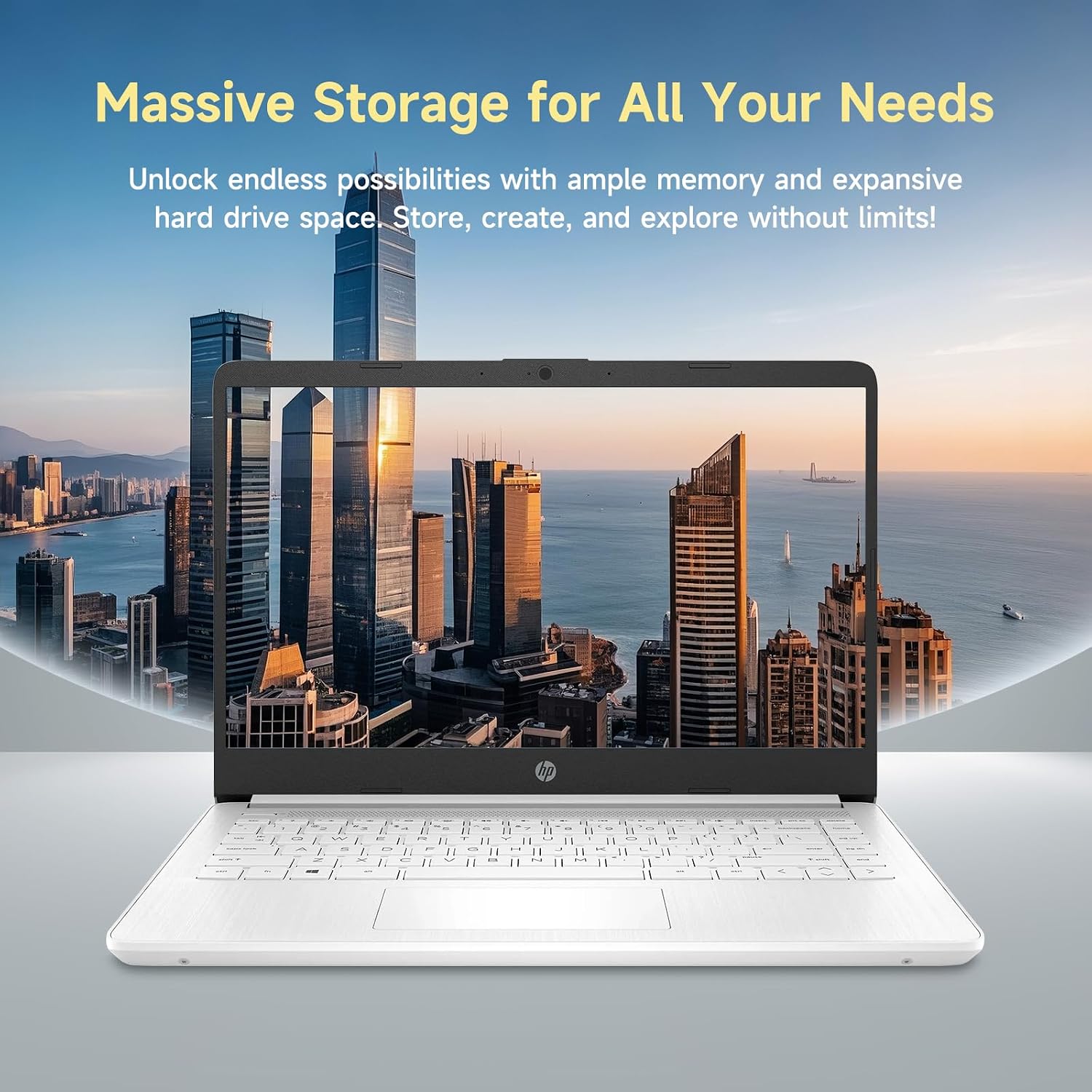 HP 14' Ultral Light Laptop for Students and Business, Intel Quad-Core, 8GB RAM, 192GB Storage(64GB eMMC+128GB Ghost Manta SD Card), 1 Year Office 365, USB C, Win 11 S