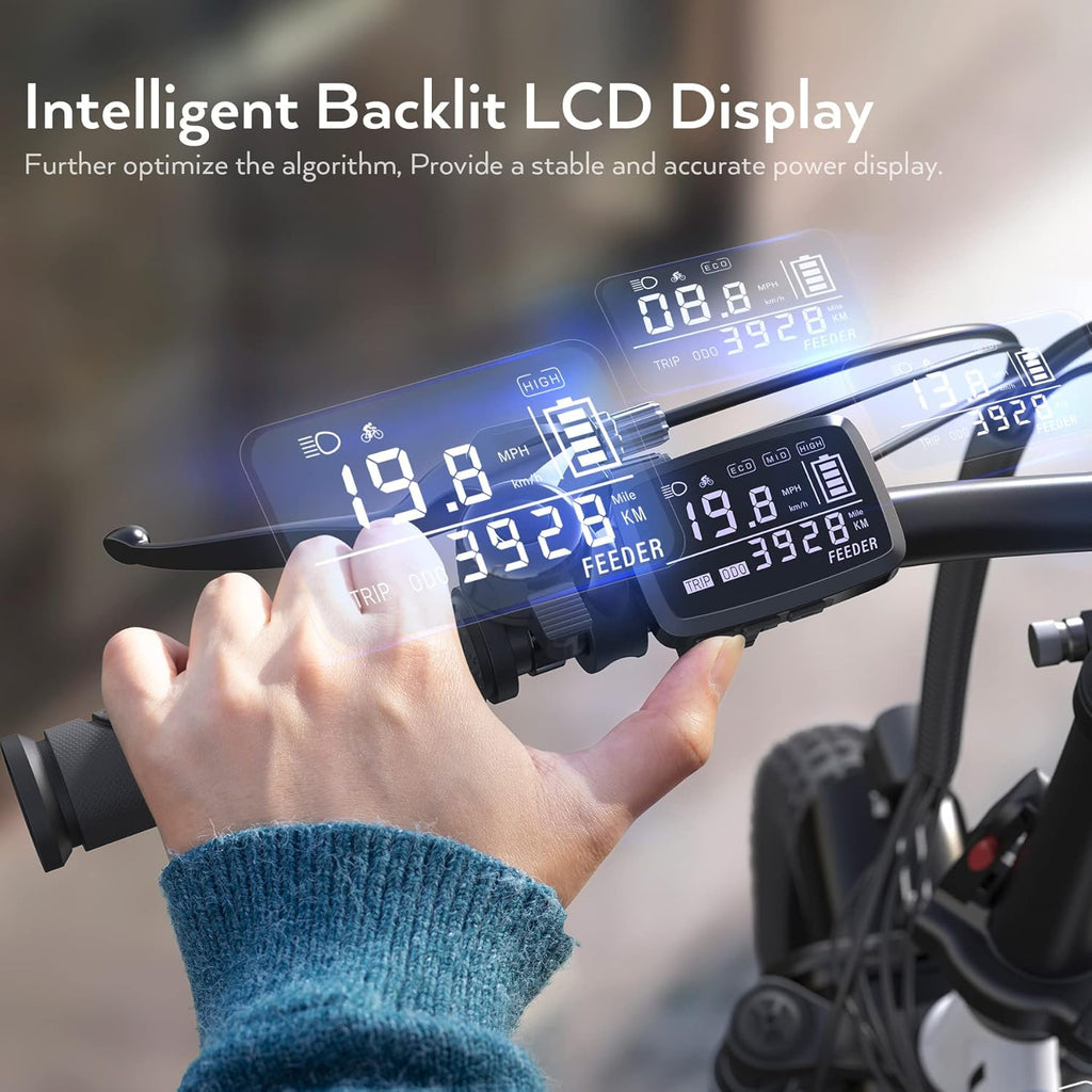 Vivi Gopina Electric Bike, 16' x 3.0 Fat Tire Electric Bike, Peak 500W Step Thru Electric Bicycle, 48V Removable Battery, Up to 40 Miles, LCD Display, 20mph, 7 Speed, SGS Certified to UL2849