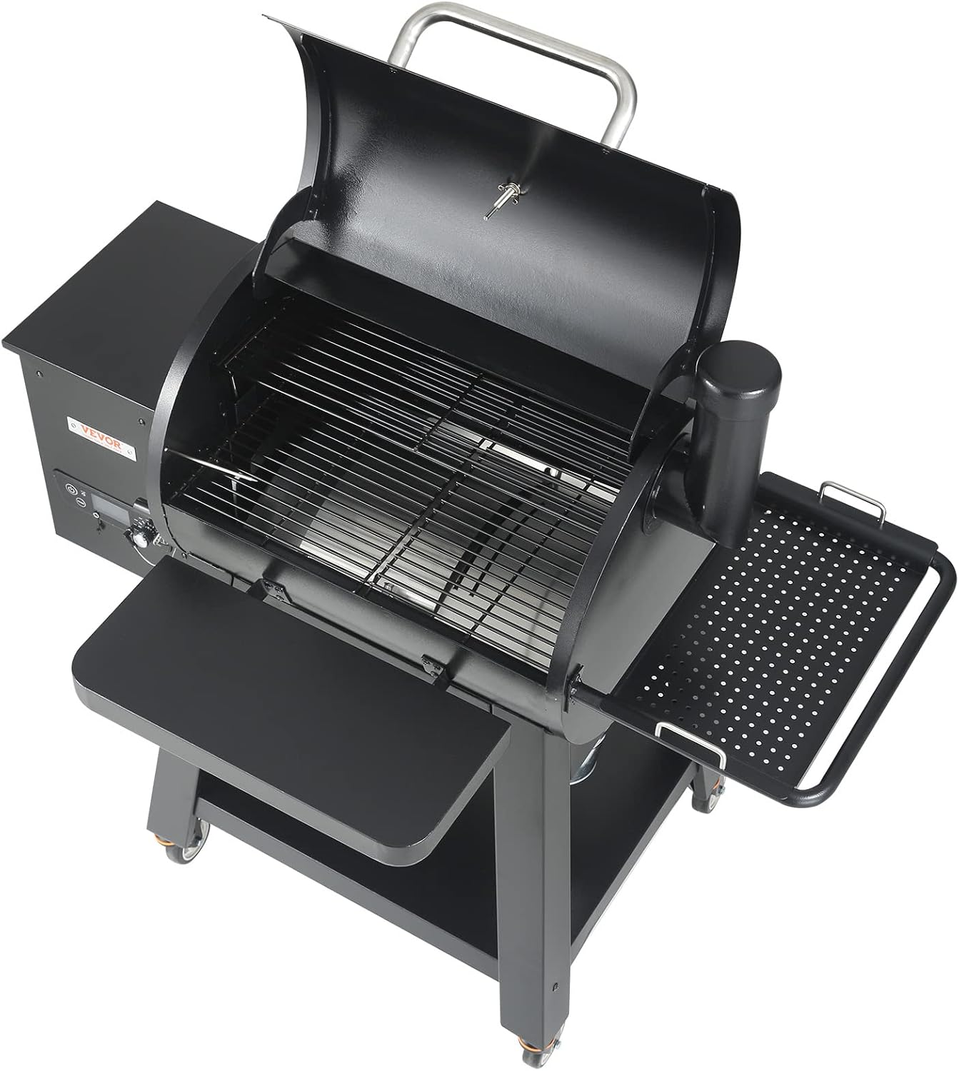 VEVOR Smoker Grill, Portable Wood Pellet Grill with Cart, 8 IN 1 BBQ Grill with PID Temperature Control for Outdoor Cooking, Barbecue Camping, Picnic, 730 sq, Patio and Backyard, Black