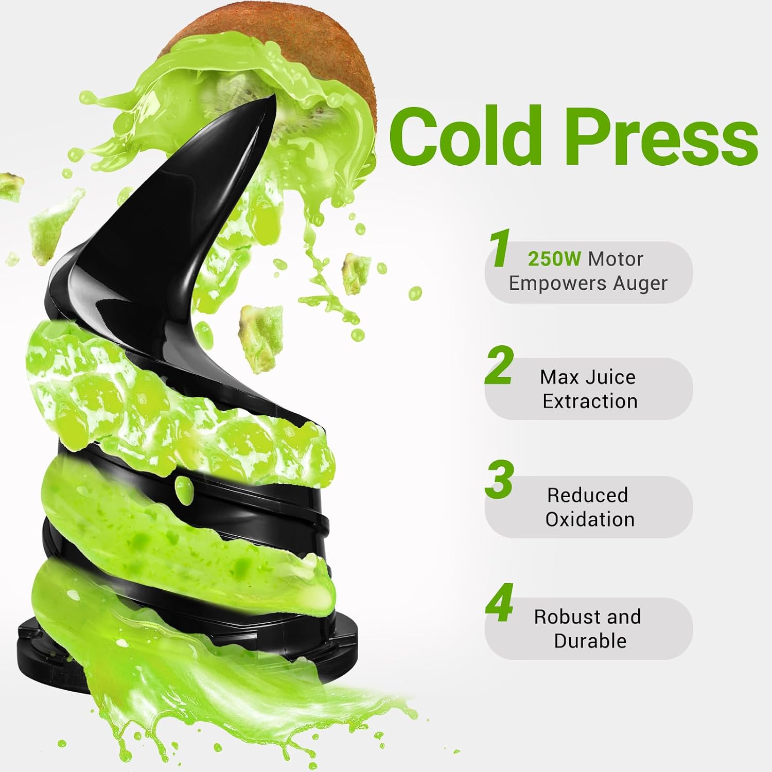 AMZCHEF Juicer Machines, 5.8' Extra Self-Feeding Cold Press Juicer for Whole Vegetable & Fruit, Juice Extractor Machine with Large Auger & Triple Strainers, Easy to Clean, High Juice Yield