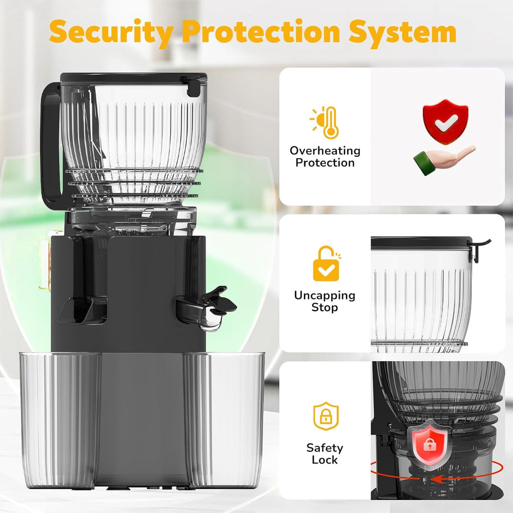 Mokero Cold Press Juicer, 6' Large Feed Chute(57oz Capacity), Slow Masticating Juicer Machines for Whole Fruit and Vegetable, 300W Juice Extractor Machine, Easy to Clean & High Juice Yield