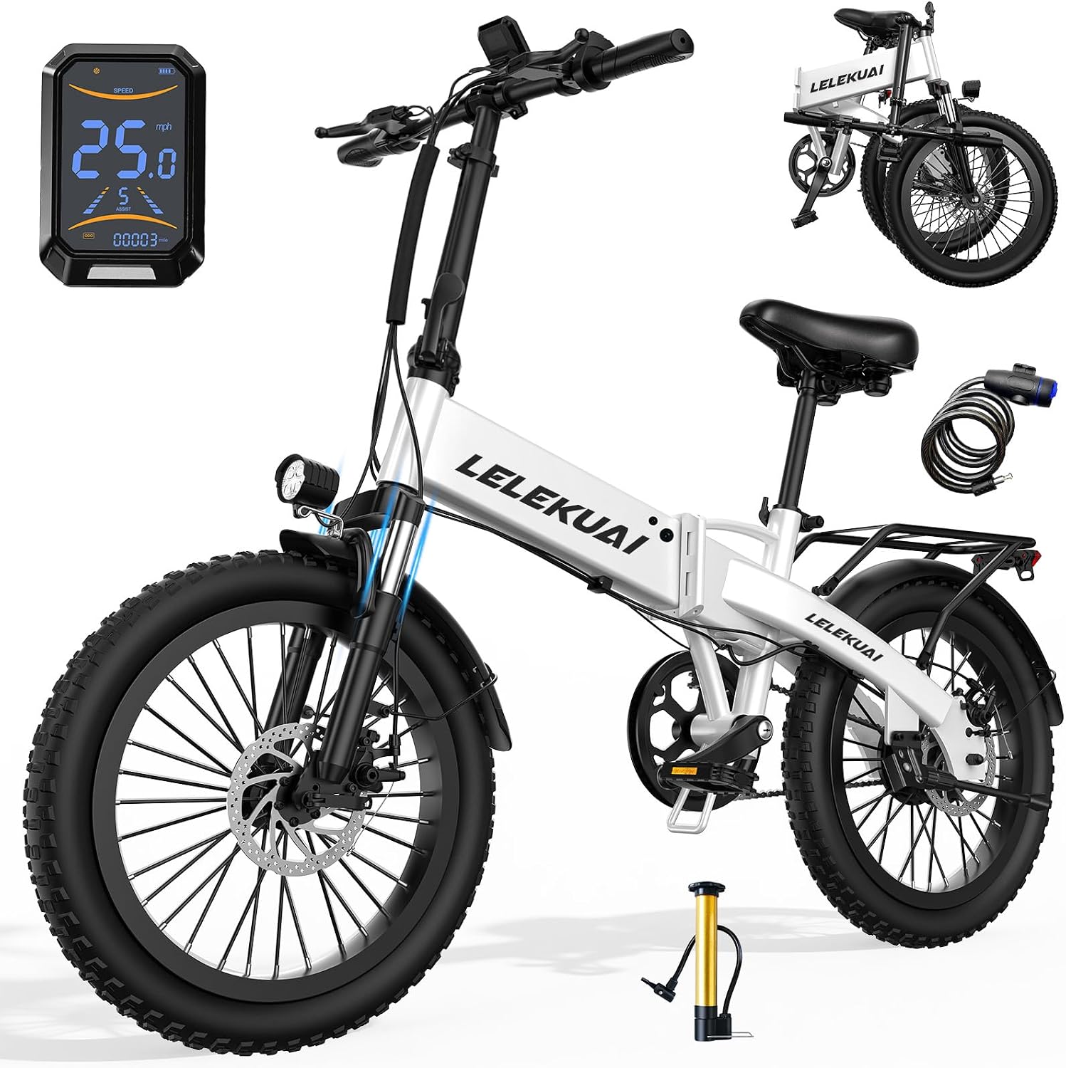 LELEKUAI Electric Bike for Adults, 1200W Peak Motor Commuter Ebike, 20-28MPH Speed, 32 Miles Range, Removable Waterproof Battery, Dual Disc Brakes Electric Bicycle, UL 2849 Certified