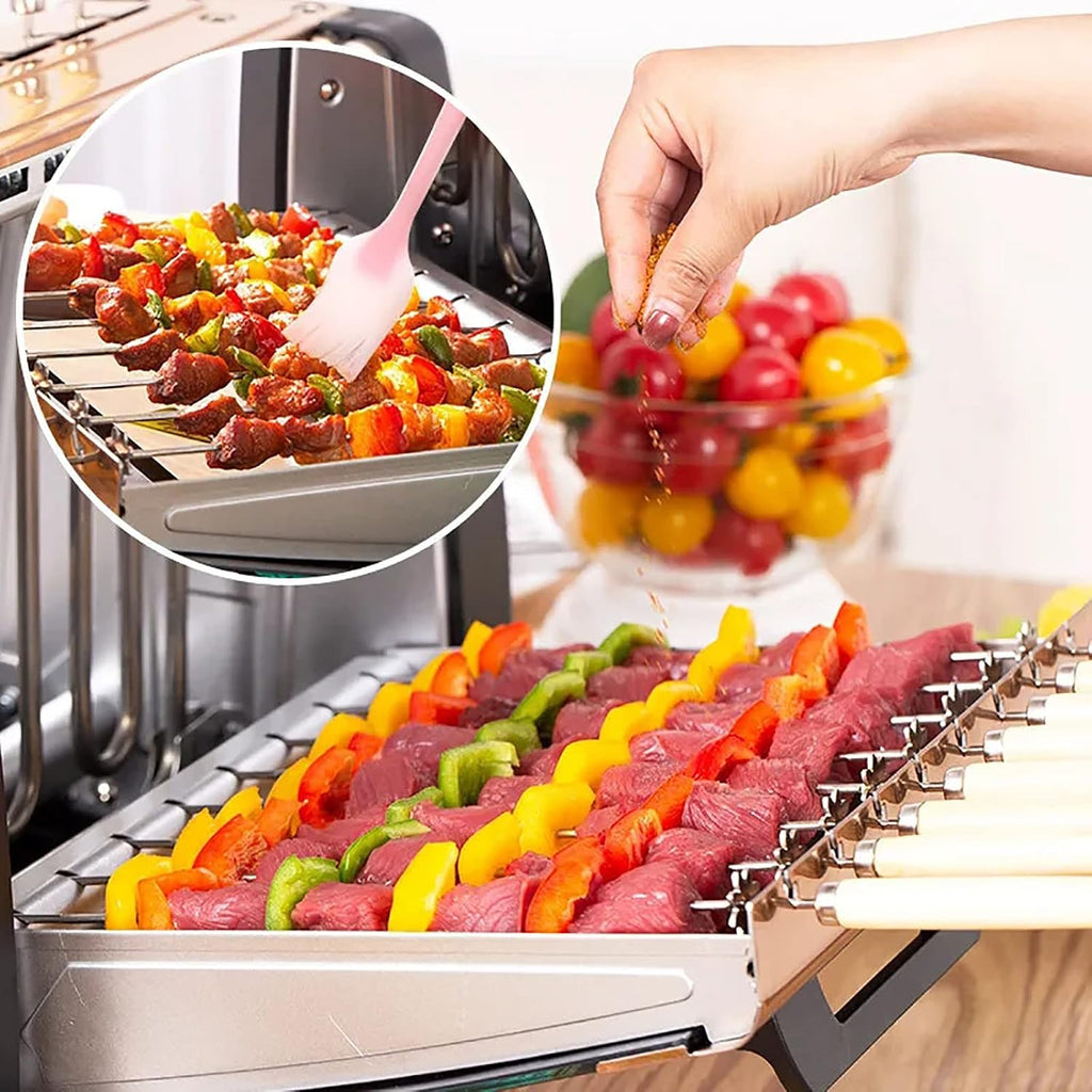 Indoor Smokeless Electric BBQ Grill, 360° Automatic Rotation Kebab Machine, Adjustable Temperature and Drain Pan Design, for Party and Cookout Home Restaurant Kitchen