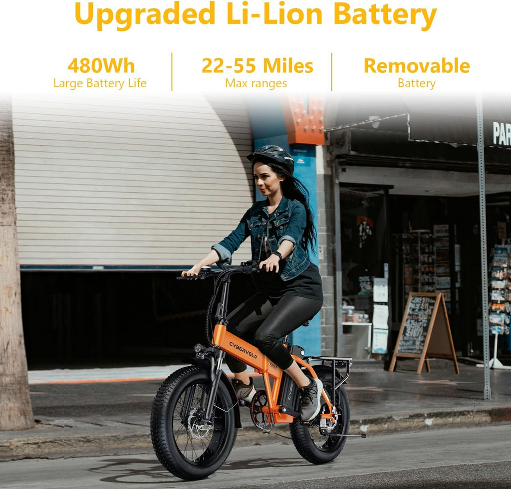 DriftGod Folding Electric Bike, 48V 20.8AH Large Removable Battery E Bike - 20'x3' Fat Tire - 80 Miles Max Range Ebike for Adults,Electric Bicycles for Commuter