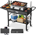 Outdoor Griddle Table, Blackstone Griddle Stand, 440lbs Folding Grill Cart, Pizza Oven Table Stand for Onni,Food Prep Table with Wheels for Outdoor BBQ Camp Ninja Woodfire Grill Stand, 31'W x 17'D