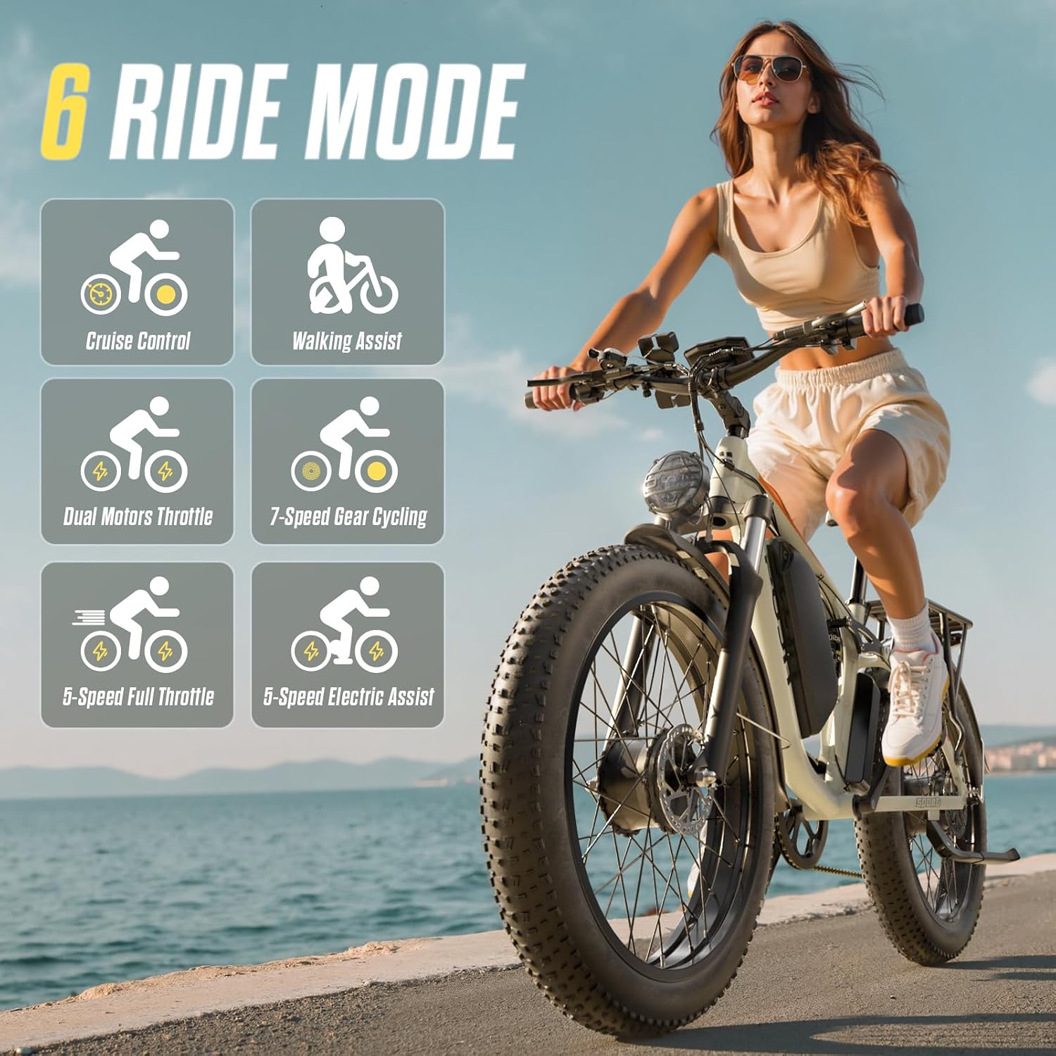 6000W Dual Motor Ebike for Adults, 60V 20Ah Fast Electric Bike 45mph,Up to 110 Miles,24' Fat Tire Full Suspension Electric Bike for Snow Off-Road Commuter Mountain E-Bike for Men Women