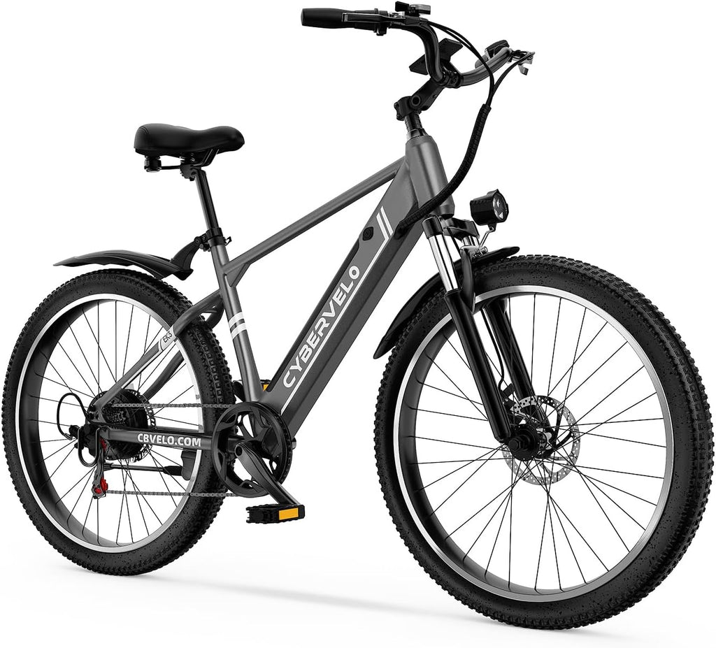 Cybervelo 750W Peak Electric Bike for Adults,up 80 Miles Removable Battery Ebike, 26' Electric E Bike with 7-Speed,Adult Electric Bicycles for Commute Beach Snow Womens/Man All Terrain