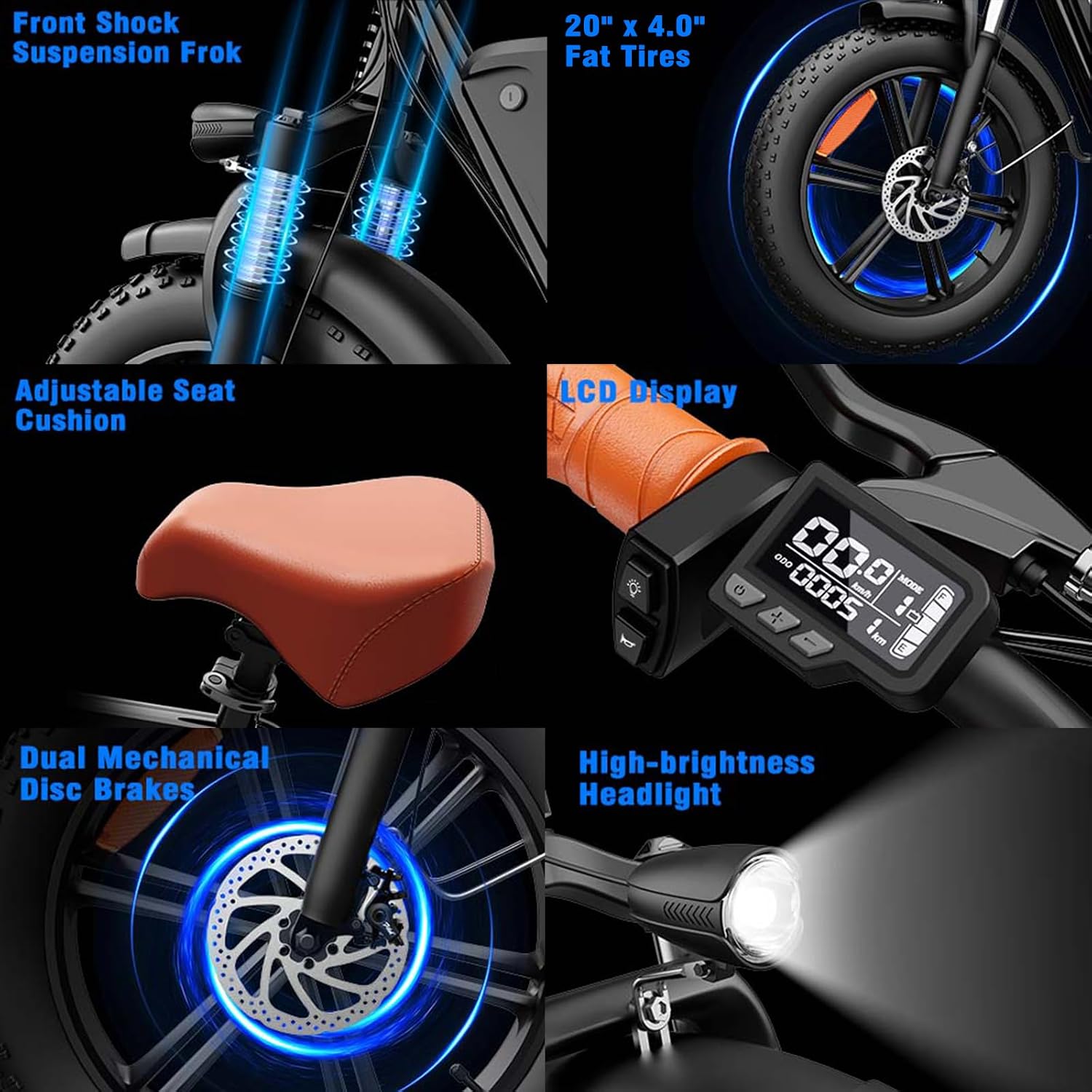 Electric Bike for Adults, 16'/20' Tire E-Bike with 750W/1000W Peak Motor, 48V Removable Battery, Up to 45/60 Miles Range & 28/30MPH, Folding Electric Bike for City and Outdoor Ride