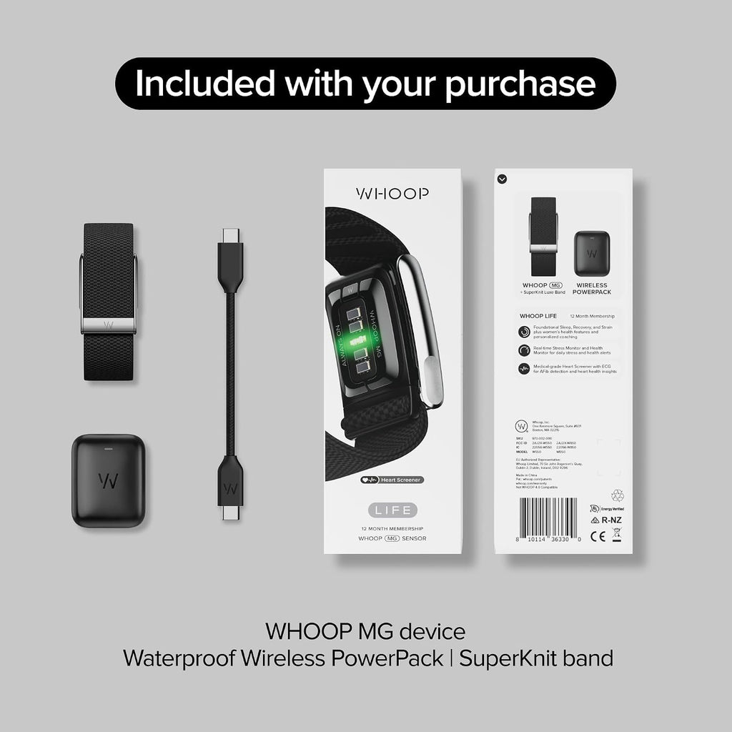 WHOOP 5.0/MG Activity Tracker - 12 Month Membership - Health and Fitness Wearable – 24/7 Activity and Sleep Tracker, Personalized Coaching, Menstrual Cycle Insights – 14+ Days Battery Life