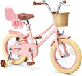 Glaf Toddler Girls Bike 12 14 16 20 Inch Girls Bike with Training Wheels Age 2-12 Years Old Bicycle Kids Bike with Basket and Doll Seat Adjustable Seat