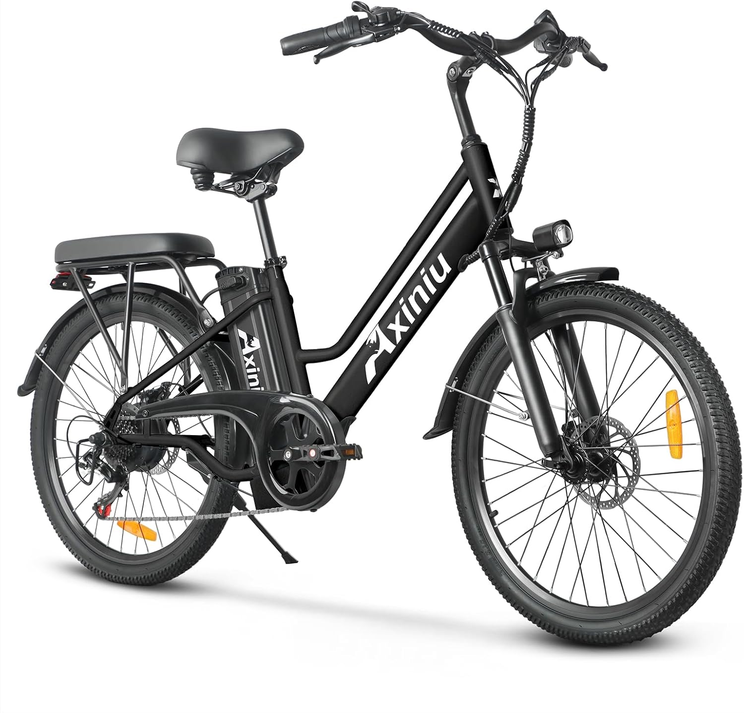 24 Inch Electric Bike for Adults, Step Through Ebike for Women, Peak 1000W Motor 22MPH, 48V 20AH Removable Battery Up to 70 Miles, 7 Speed Dual Shock Absorber, City Cruiser Commuter Bicycle