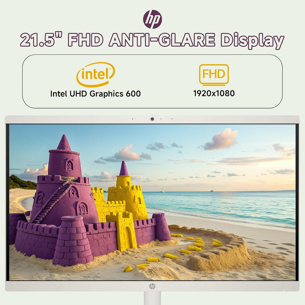 HP All in One Desktop Computer, 21.5' FHD Anti-Glare Display, Intel Celeron J4025 Processor, 32 GB RAM, 2 TB SSD, Intel UHD Graphics, Wi-Fi 6, Webcam, Wired KB & Mouse, Windows 11 Pro, w/Accessories