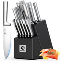 imarku 15-Piece Knife Block Set Built-in Sharpener, Japanese High Carbon Stainless Steel Kitchen Knife Set, Dishwasher Safe, Chef Knife Set with Wooden Knife Block, Steak Knives for Kitchen Cooking
