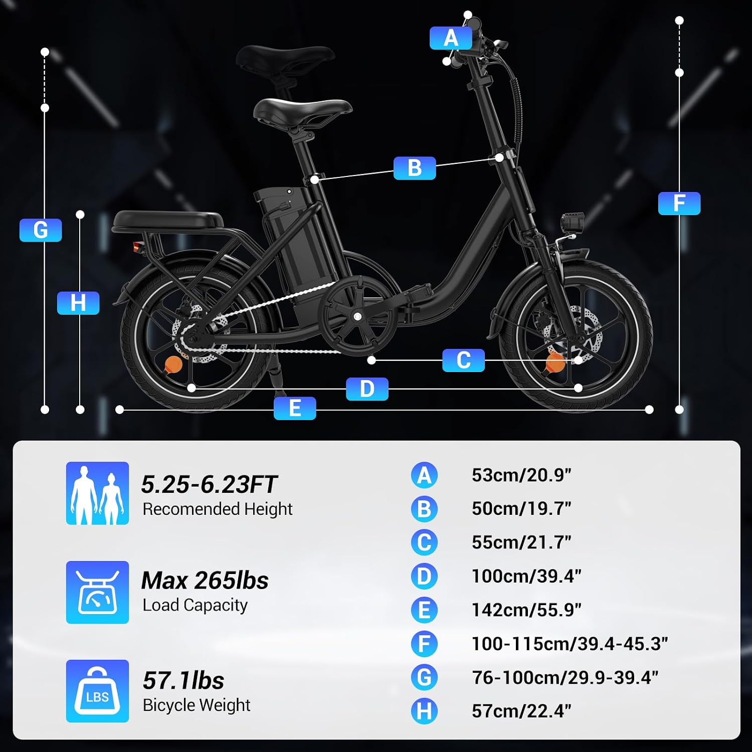 SEHOMY 2-Seat Electric Bike for Adults 630W Peak Motor, 25MPH Folding Ebike, 16' Adults Electric Bicycles with 30° Uphill, 288WH Removable Battery, 35 Miles Long Range, Commuter E Bikes Teens 14+