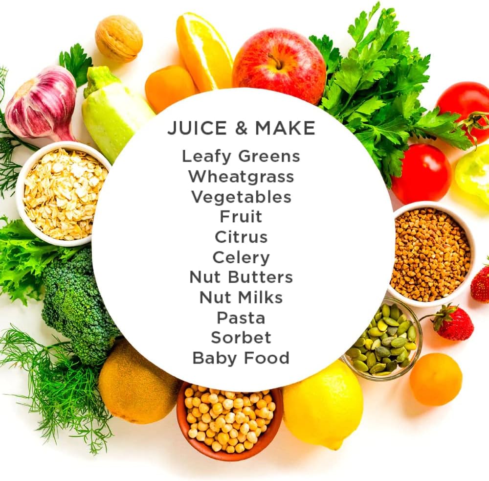 Omega Cold Press Juicer Machine, All-in-One Nutrition System for Vegetable and Fruit Juice, Nut Butter, Baby Food, Pasta and Sorbets, Triple-Stage 80-RPM Slow Masticating Juicer, 200-Watts, Chrome