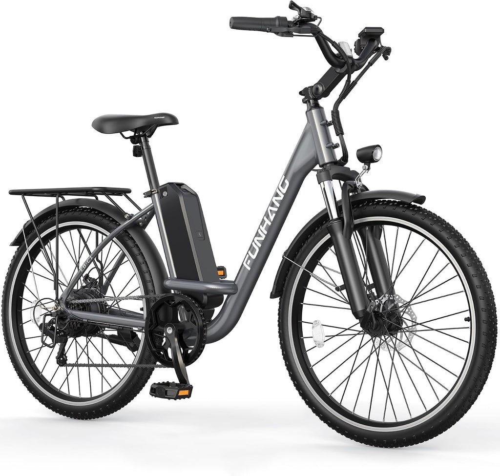 Funhang Electric Bike for Adults, 26' City Cruiser Ebike with 1000W Peak Motor, 20MPH 50 Miles Commuter Adult Electric Bicycles with 48V Battery, Adjustable Stem, 7-Speed, UL 2849 Certified