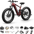 PUCKIPUPPY Dual Motor Electric Bike for Adults 1600W, 48V 20AH Battery with Torque Sensor, Full Suspension, 26' Fat Tire, 28MPH, 80 Mile Range, 8 Speed Mountain Electric Bicycle Golden Retriever Pro