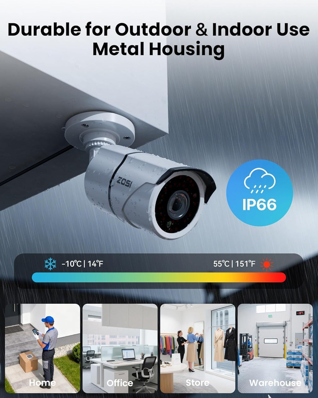 ZOSI 8CH 3K Lite Home Security Camera System, AI Human/Vehicle Detection, 120ft Night Vision, 4pcs 1080P Metal Weatherproof Cameras with Audio, H.265+ 8Channel DVR with 1TB HDD for 24/7 Recording