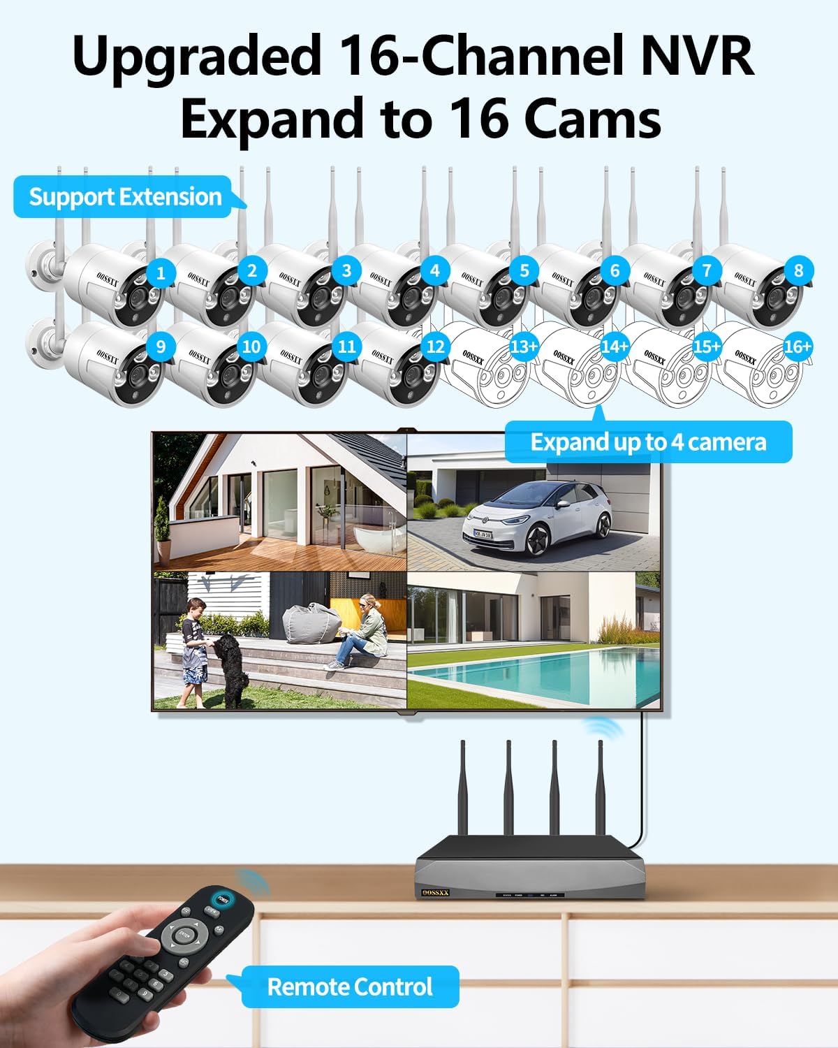 (2026 Update) Wireless Security Camera System, 10CH WiFi NVR with 10 x 3MP Dual Antenna Cameras, 55% Longer Range, 3TB HDD 40-Day Recording, Dual Band 2.4/5.8GHz, Free App