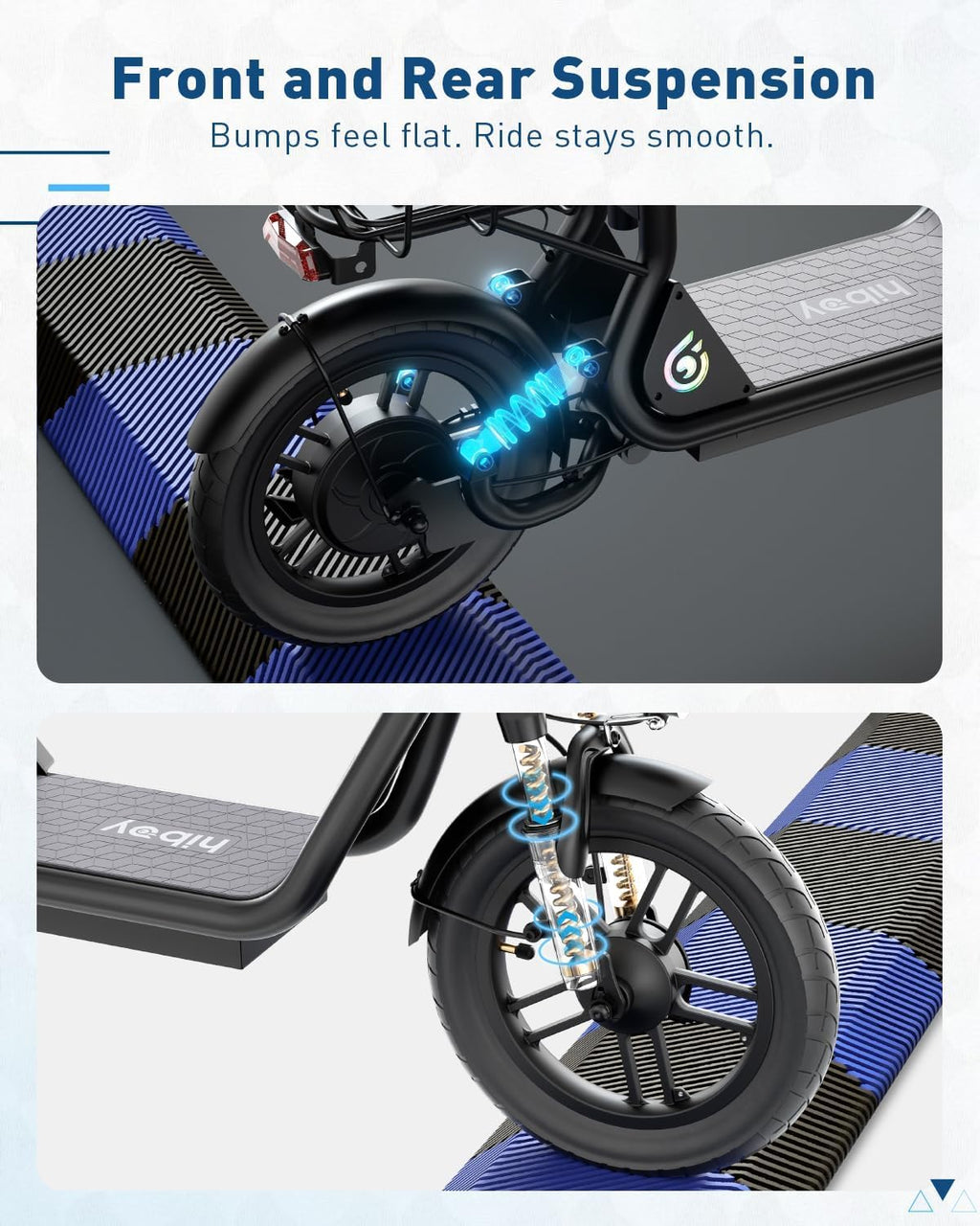 Hiboy Q2/U2 Adult Electric Scooter with Seat & Phone Holder – 500W Motor, 22mi Range, 14' Wheels, Dual Suspension, Neon Lights, Foldable for Commute, Flame
