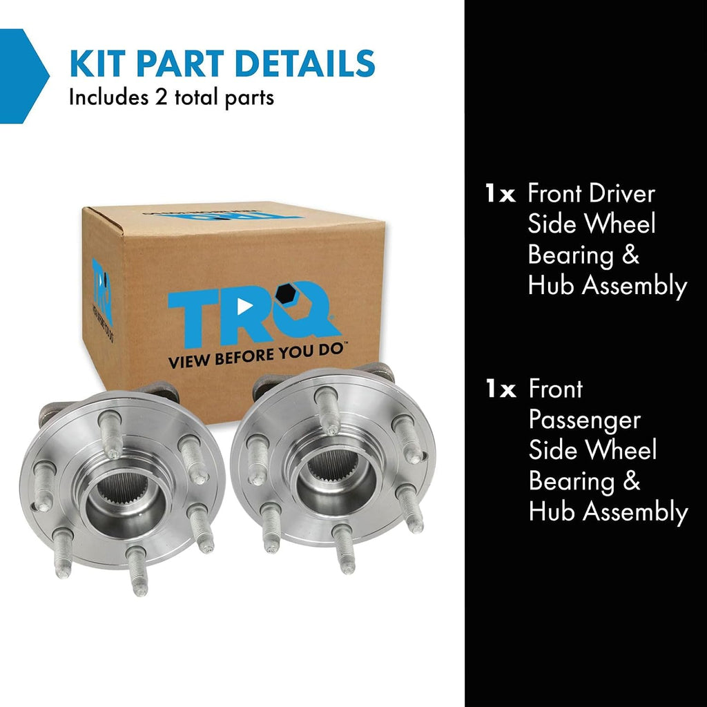 TRQ Front Driver and Passenger Side Wheel Bearing and Hub Assembly Set 2 Piece Compatible with 2015-2022 Chevrolet Colorado 4 Wheel Drive 2015-2022 GMC Canyon 4 Wheel Drive