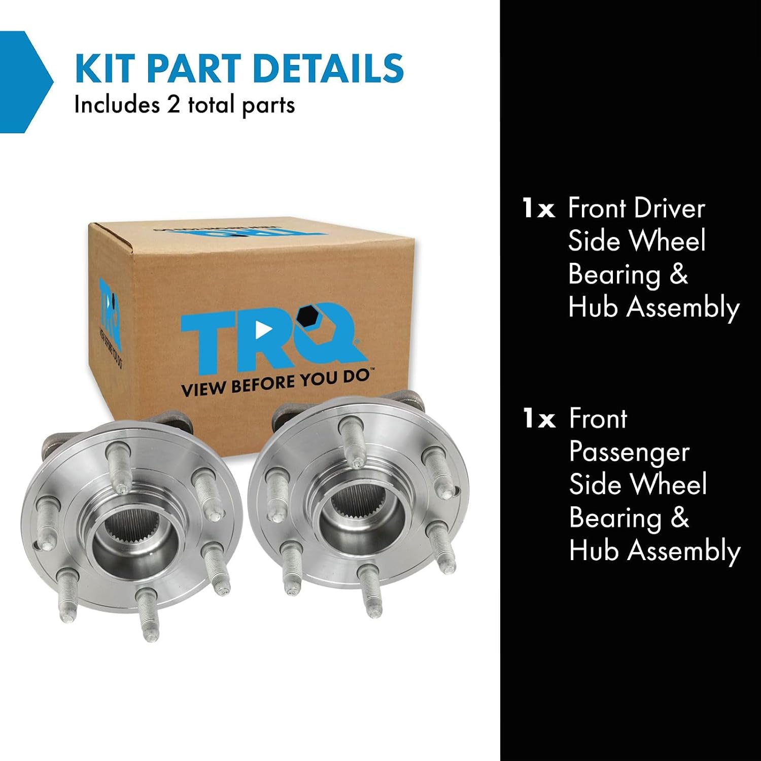 TRQ Front Driver and Passenger Side Wheel Bearing and Hub Assembly Set 2 Piece Compatible with 2015-2022 Chevrolet Colorado 4 Wheel Drive 2015-2022 GMC Canyon 4 Wheel Drive
