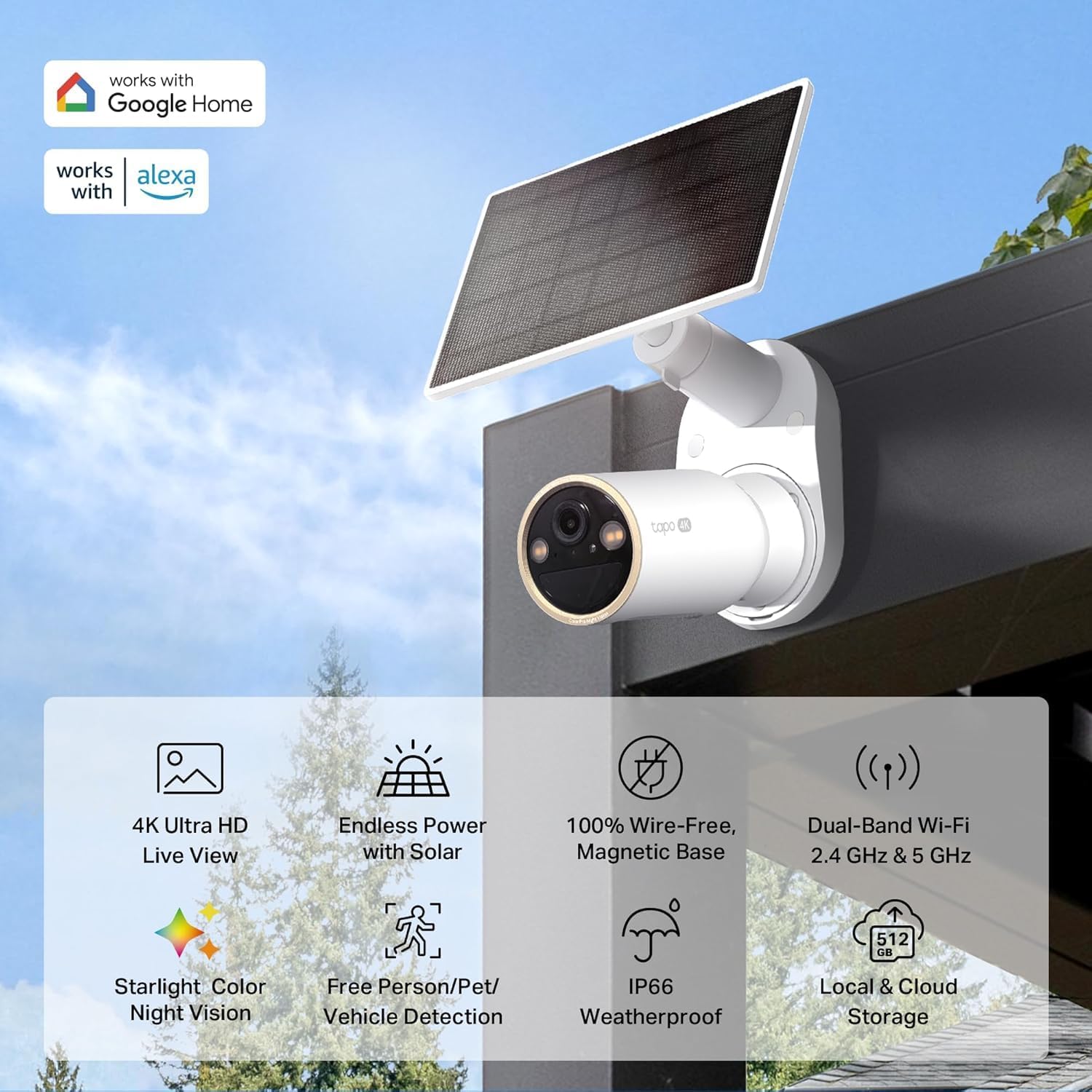 Tapo MagCam 4K Outdoor Wireless Security Camera – Battery Power with Solar, Magnetic Mount, Person/Vehicle Detection, Subscription-Free SD or Optional Cloud, Compatible with Alexa, C460 KIT (3-Pack)