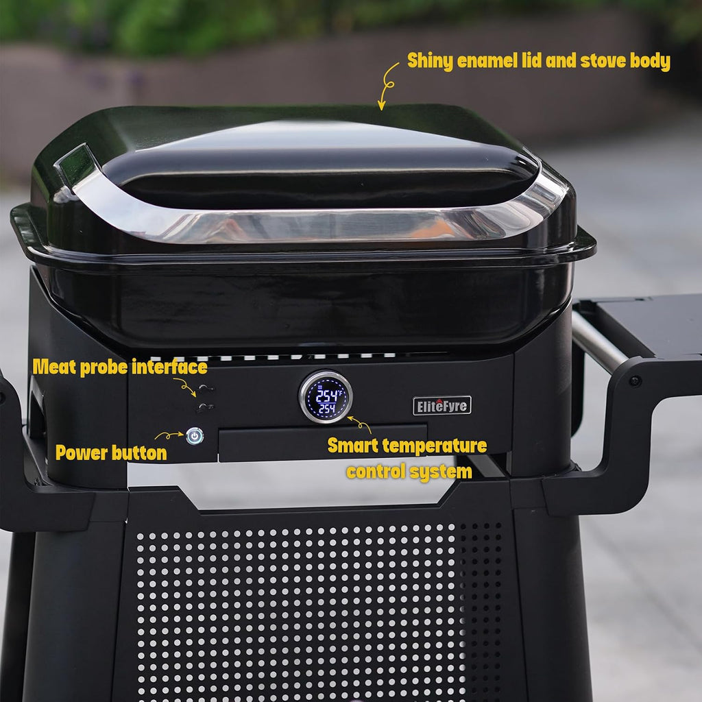 Volteq Smart Electric Grill with Cart - 1500W, 650°F, No Smoke Indoor/Outdoor BBQ, Digital Control & Meat Probe, Perfect for Apartment Balcony, Patio, Deck