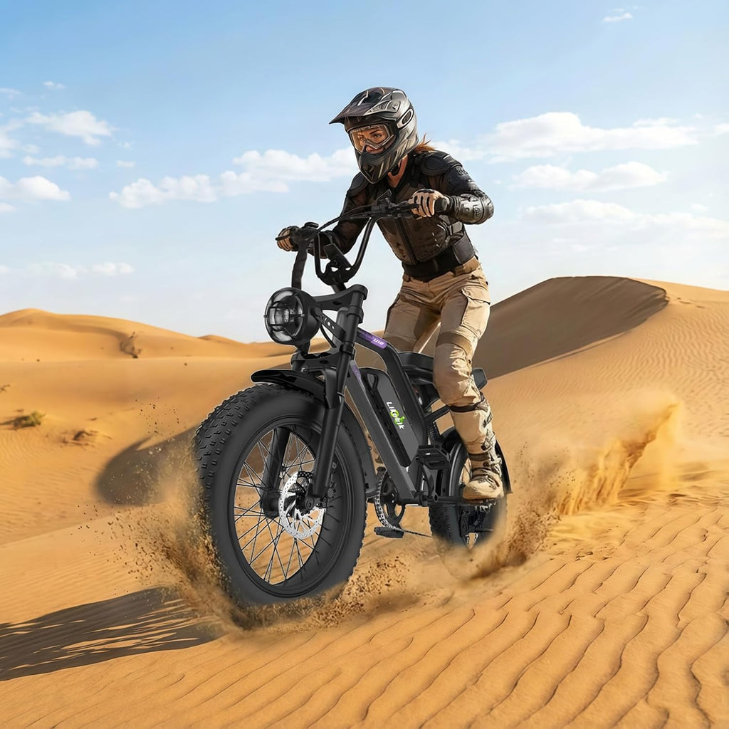 Likebike Electric Bike for Adults 1500W/2000W/3000W Peak,32/36/47MPH 20' Fat Tire Ebike, 48V 20AH/23AH/33Ah Removable Battery 7-Speed Full Suspension Mountain Bike Off Road Hydraulic Disc Brake