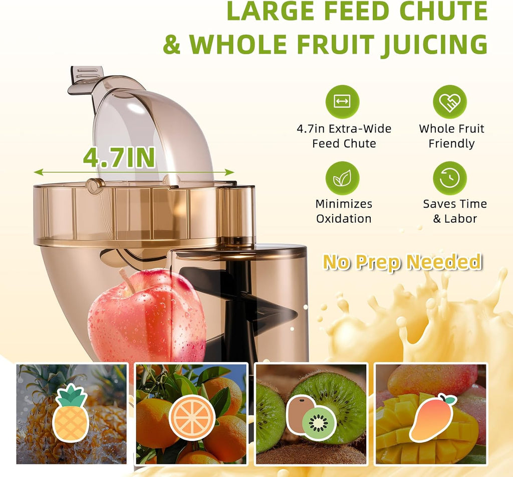 Commercial 300W Cold Press Juicer Machines - Dual Outlet for Juice & Pulp, High Yield, Masticating Juicers, Heavy Duty Stainless Steel, Quiet Motor, Easy Clean for Restaurants, Bars