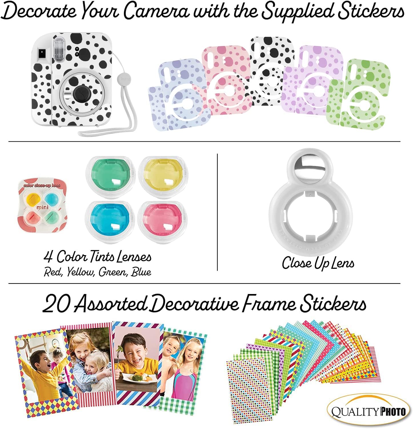 Fujifilm Instax Mini 12 Instant Camera + 60 Photo Prints + Quality Photo Value Bundle, Case, Decoration Stickers, Frames, Photo Album, (Clay White)