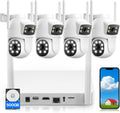 4MP Dual Lens Home Security Camera System Wireless, Security Cameras Wireless Outdoor 24/7 Record, Auto Tracking, 5G & 2.4G WiFi, Night Vision, 2-Way Audio, 360° PTZ, 10CH 4K NVR 500GB No Subscription