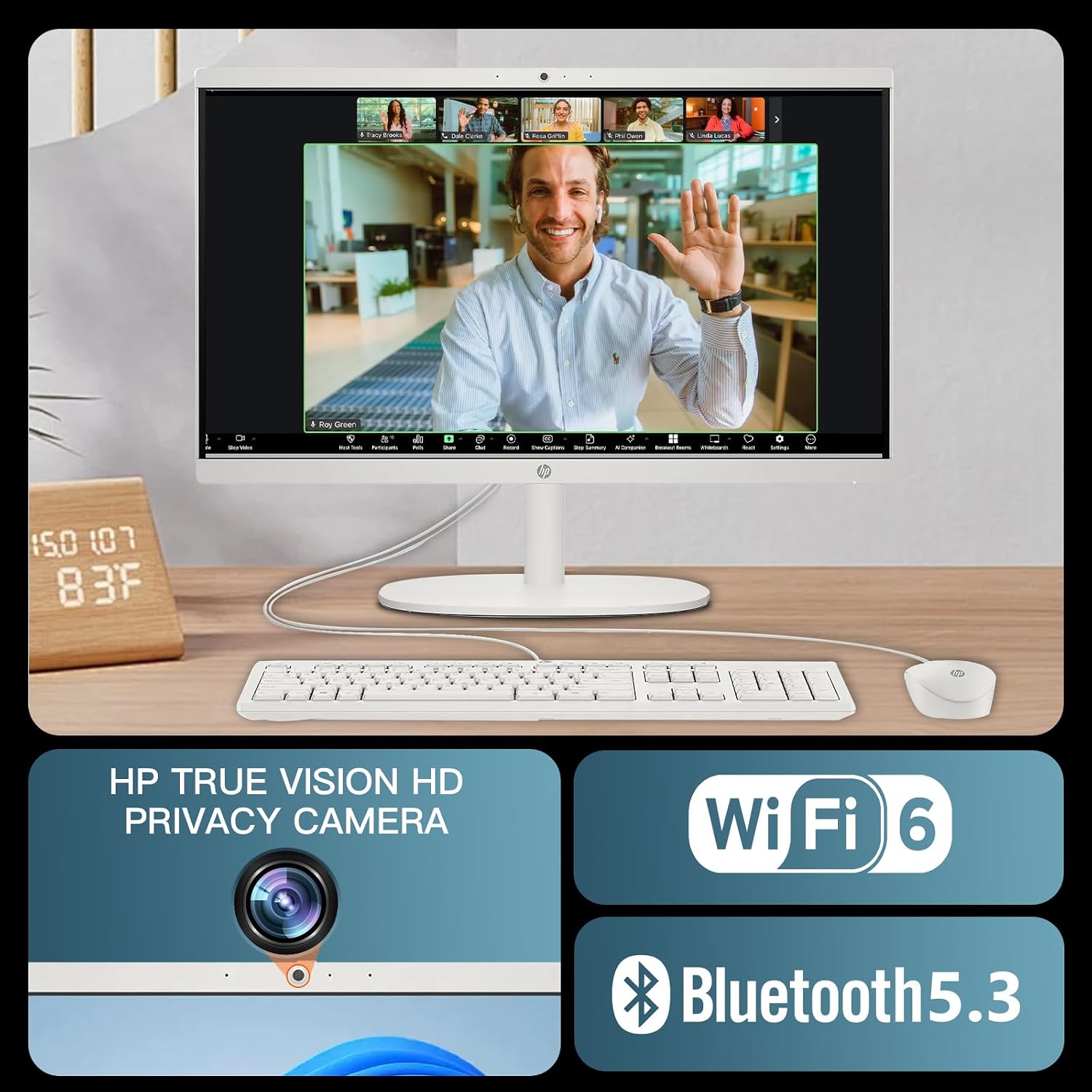 HP 21.5-inch All-in-One Desktop Computer - Office Lifetime & Win 11 Pro | FHD Anti-Glare Display | Intel Celeron | HDMI | WiFi6 | Webcam | w/Bundle Accessories | 32GB RAM + 1TB SSD